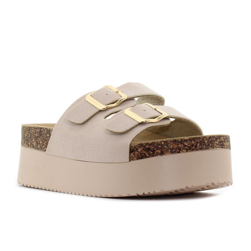 Yolera - Natalia bézs női platform papucs