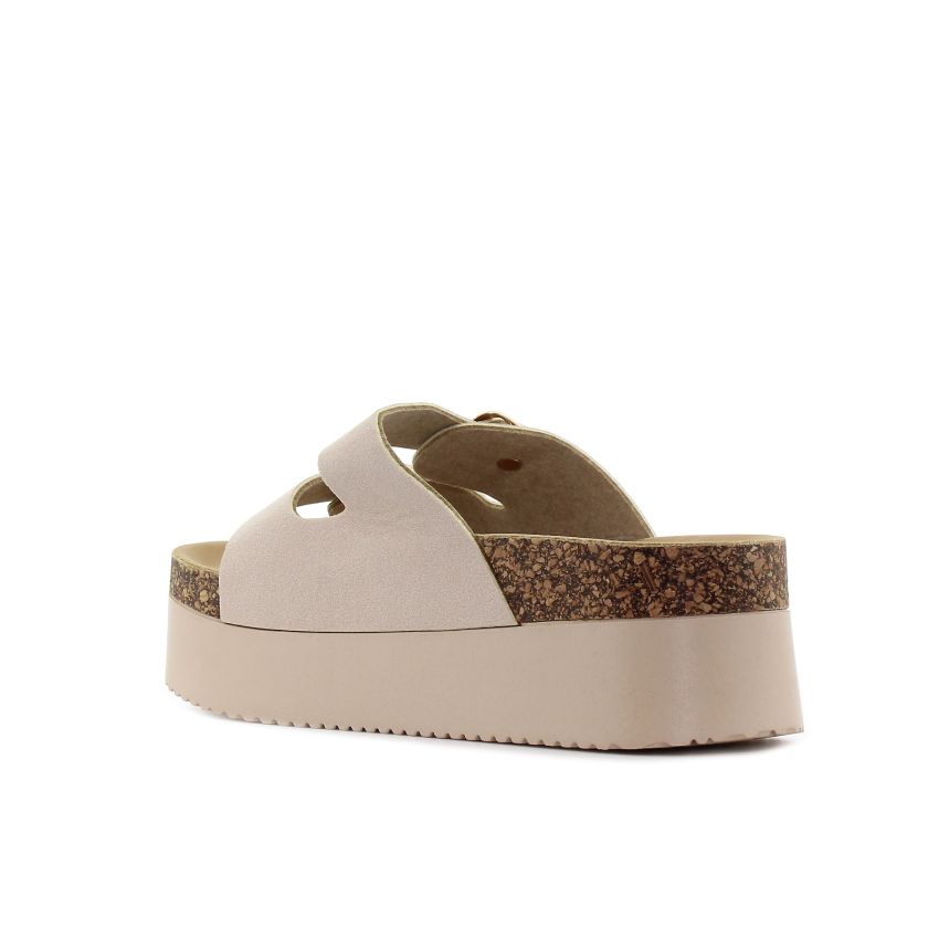 Yolera - Natalia bézs női platform papucs