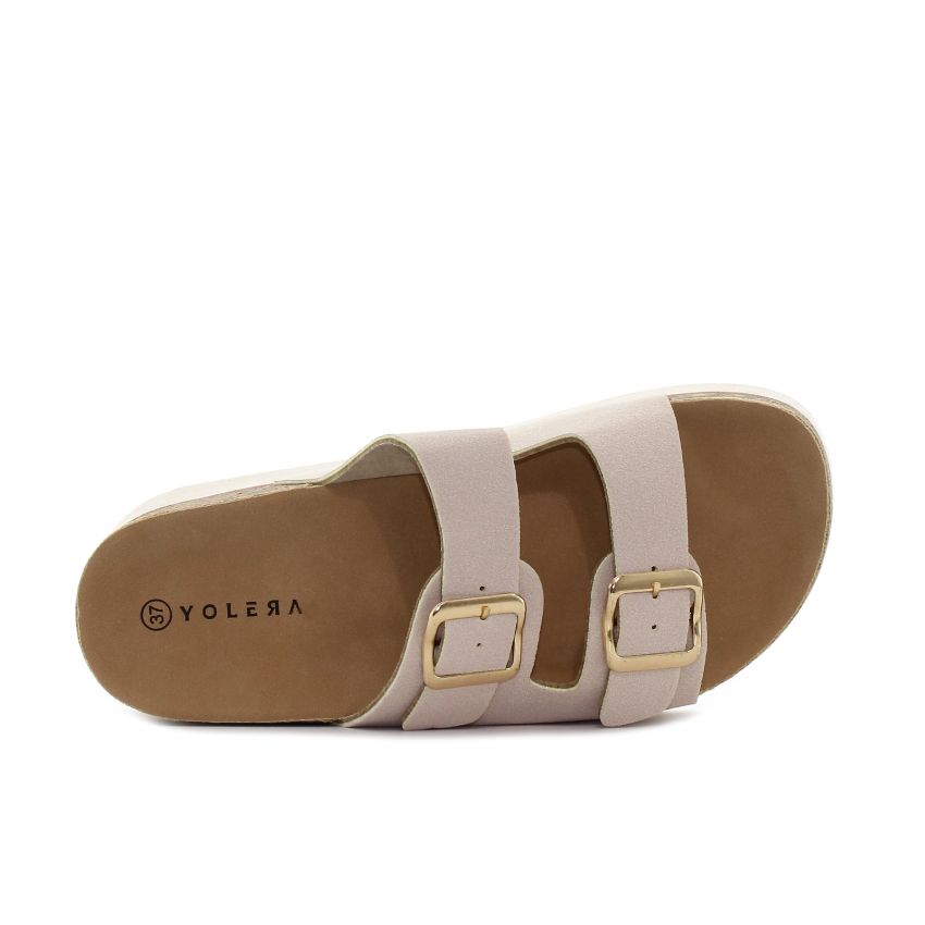 Yolera - Natalia bézs női platform papucs