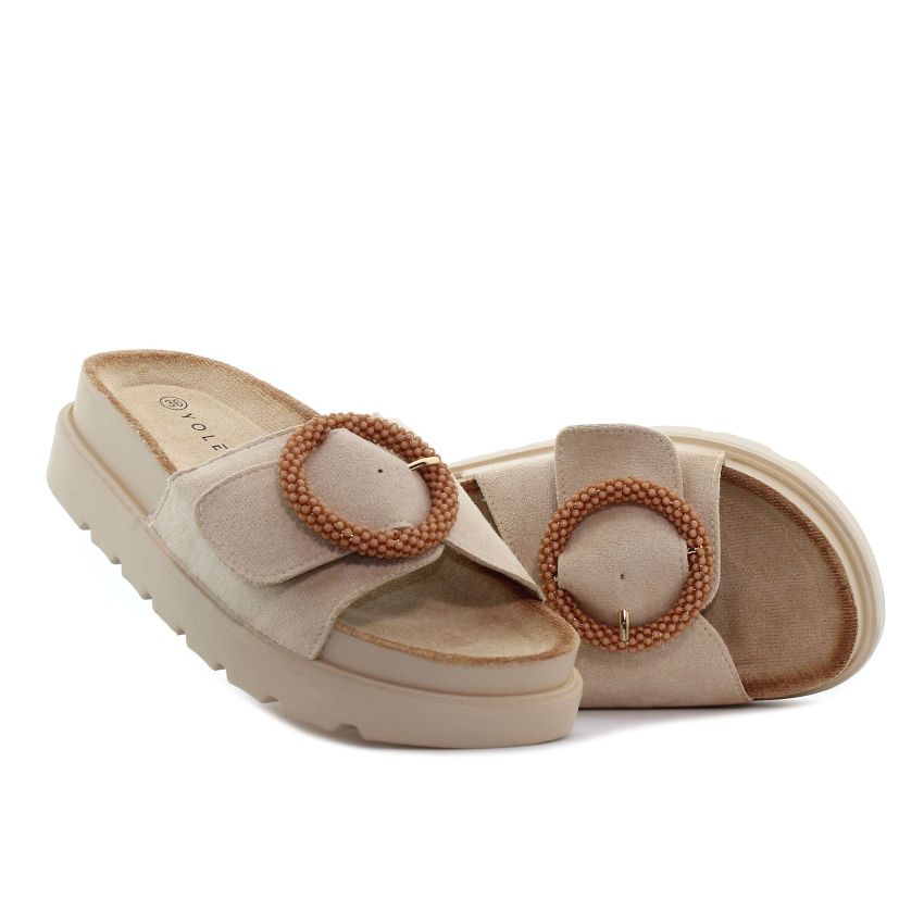 Yolera - Zoi bézs női papucs