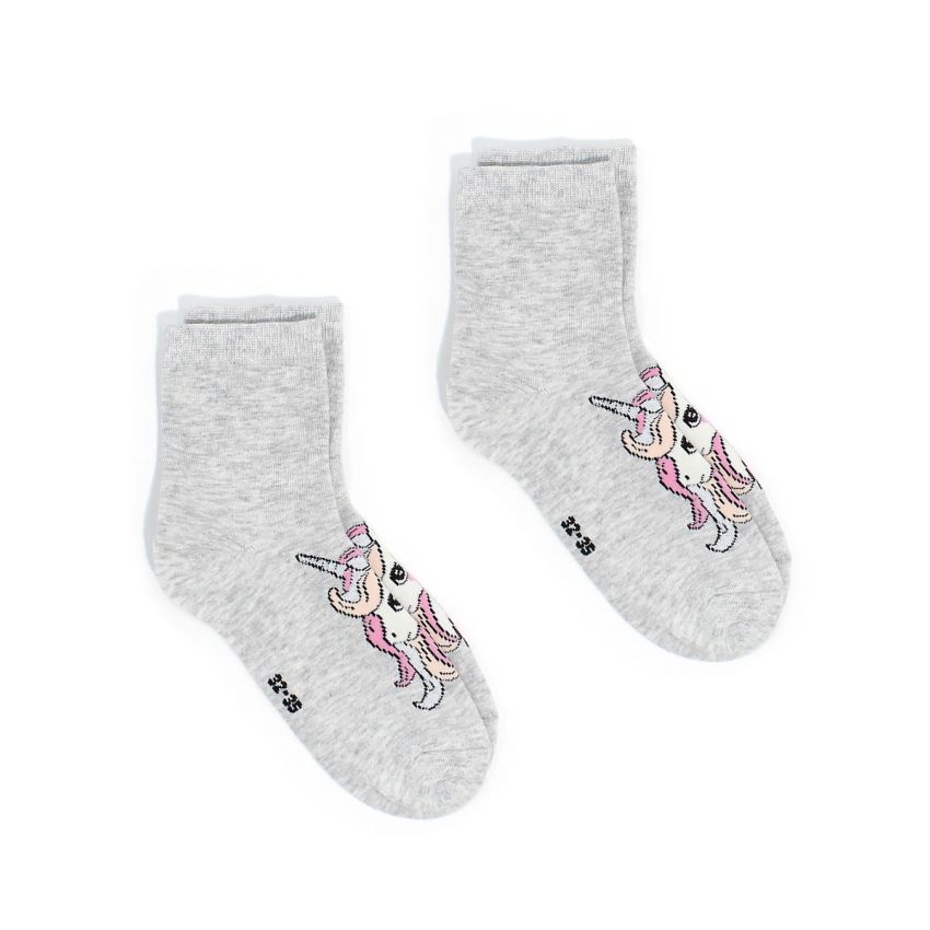 Borgo 2db Prémium szürke unikornis gyerek zokni szett