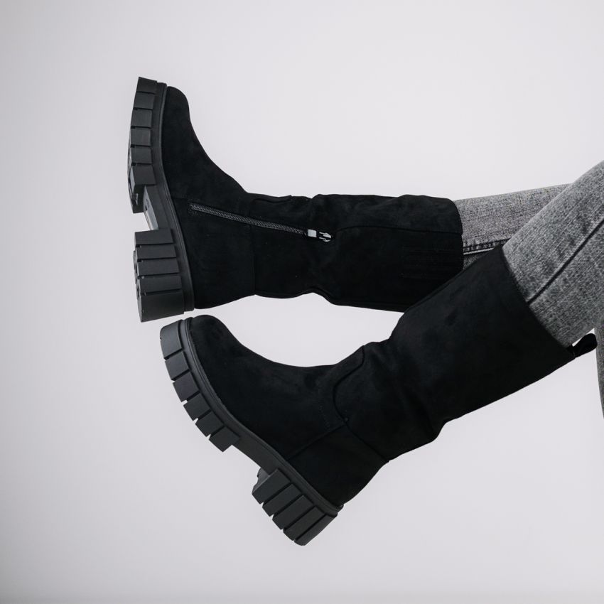 Monogrant - Helga fekete női magasszárú csizma