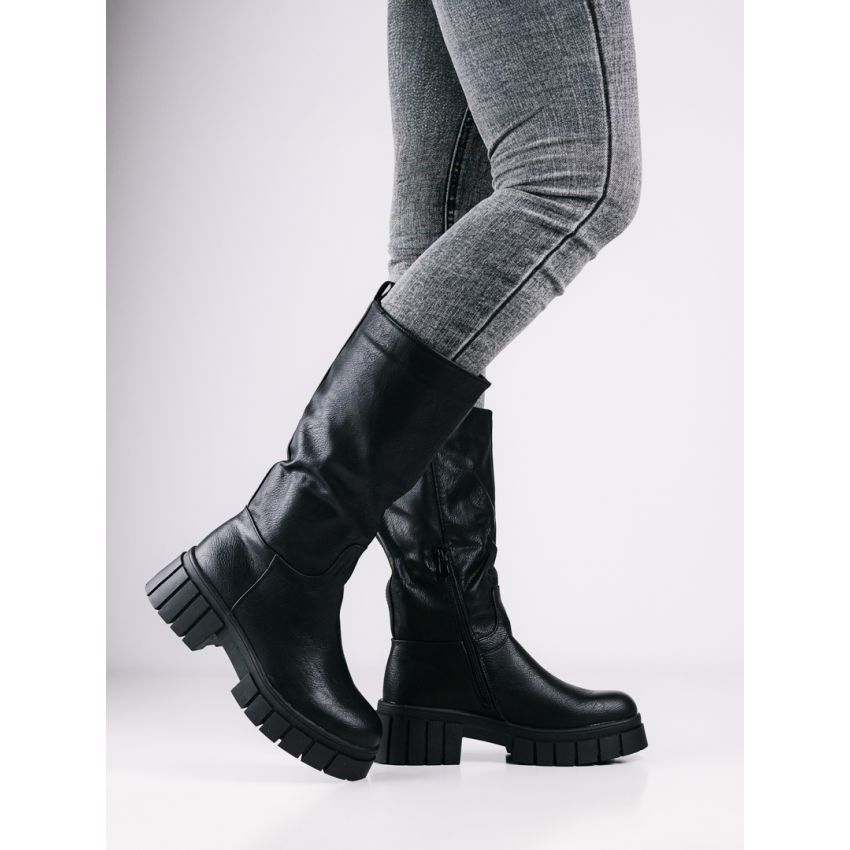 Monogrant - Helga fekete női magasszárú csizma