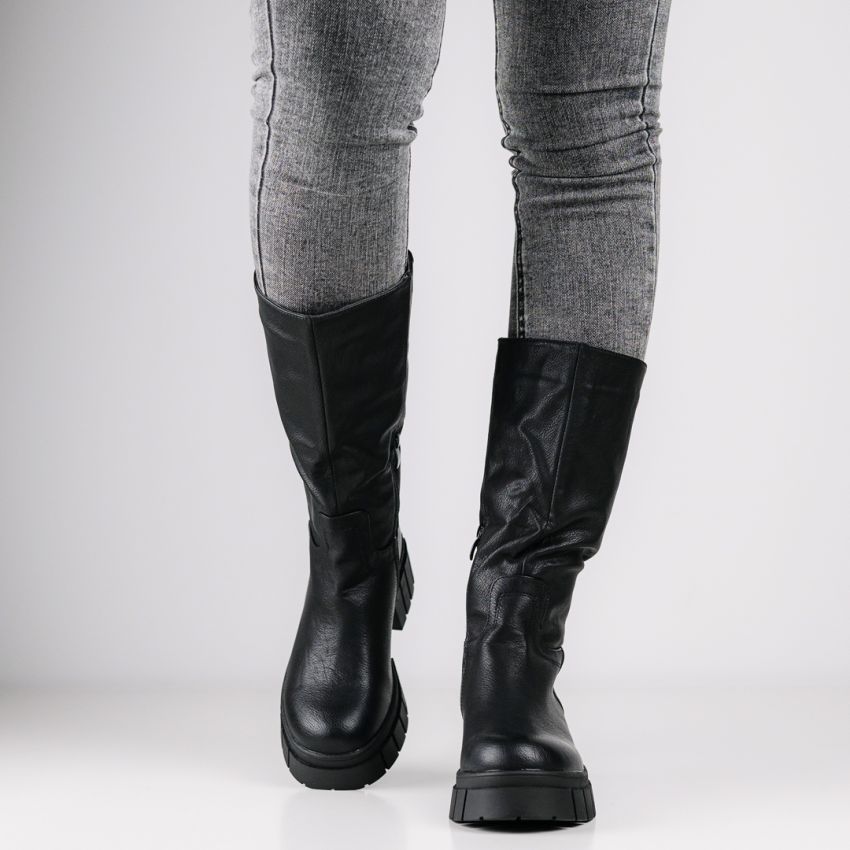 Monogrant - Helga fekete női magasszárú csizma