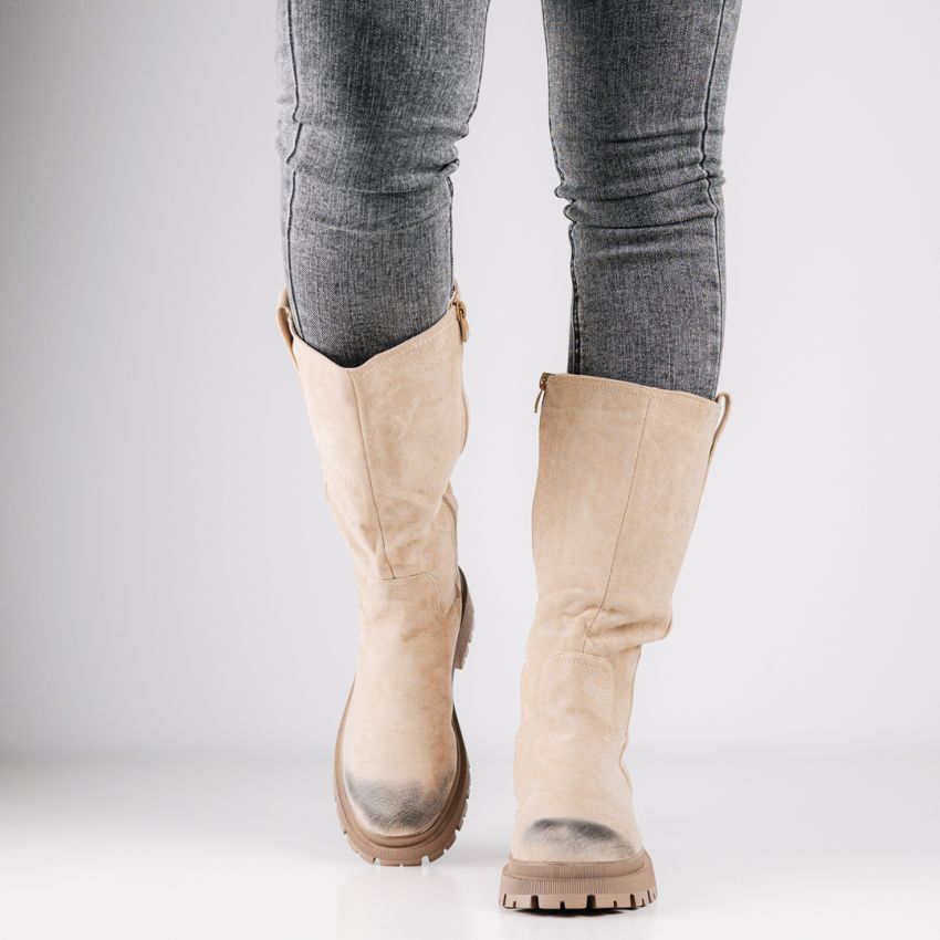 Monogrant - Zita bézs női magasszárú csizma