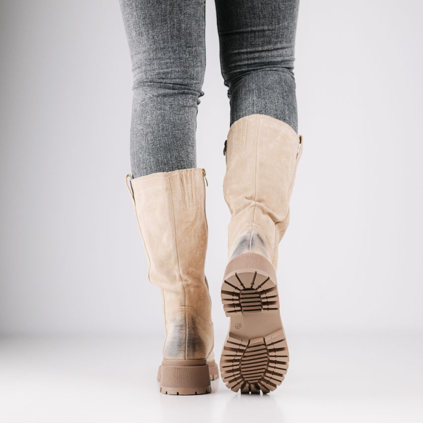 Monogrant - Zita bézs női magasszárú csizma