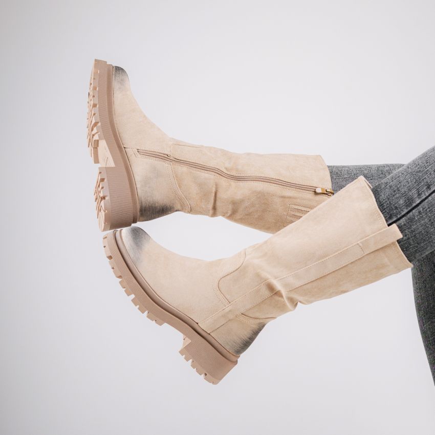 Monogrant - Zita bézs női magasszárú csizma