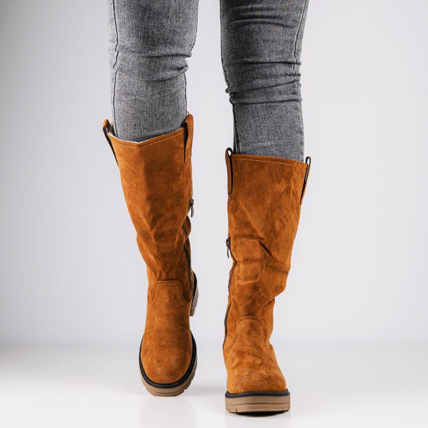 Monogrant - Agnese barna női magasszárú csizma