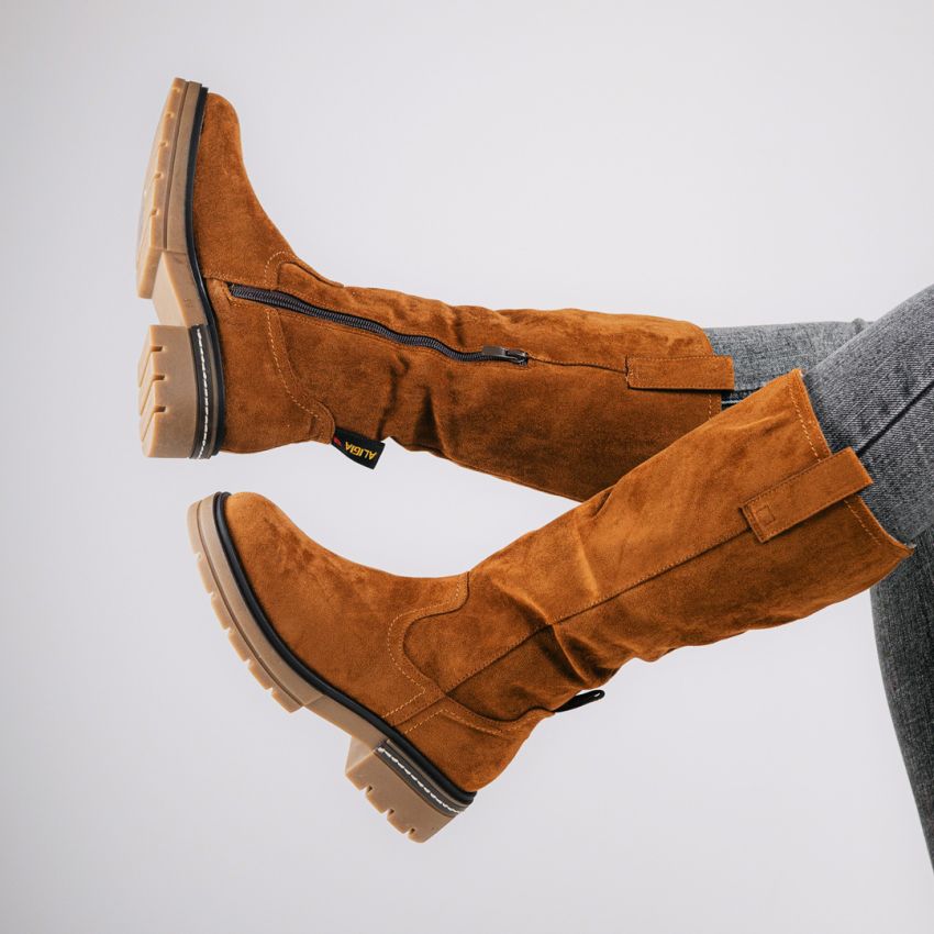 Monogrant - Agnese barna női magasszárú csizma