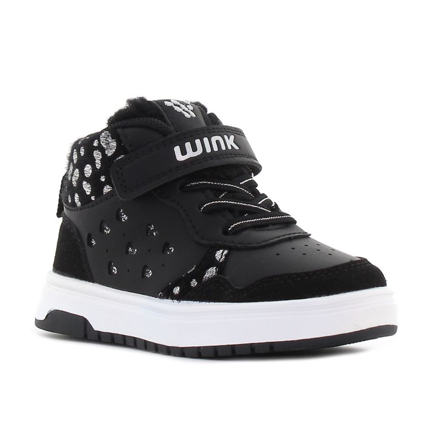 Wink - Qami fekete magasszárú baba cipő