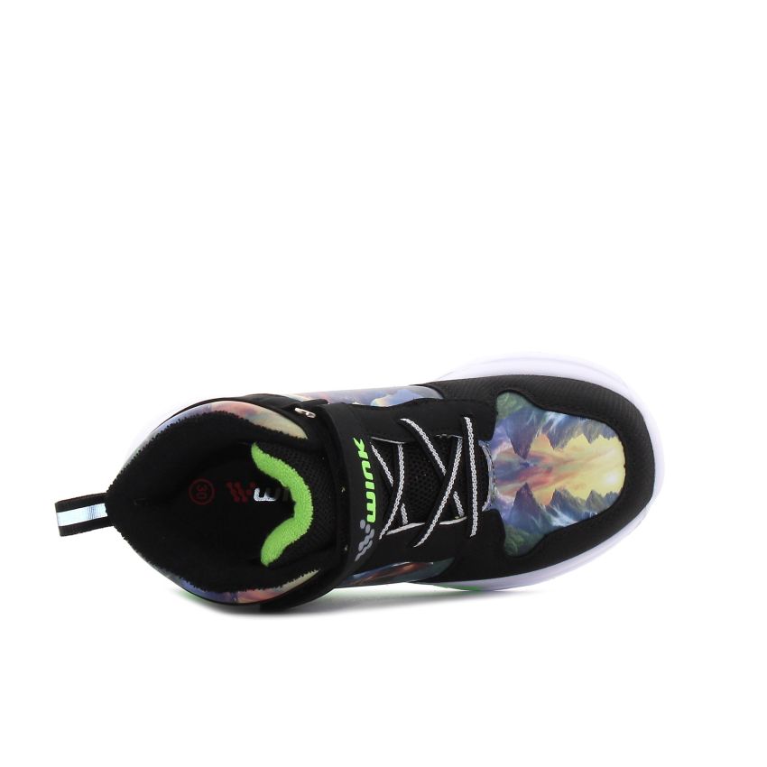 Wink - Paleo Hi villogó fekete baba cipő