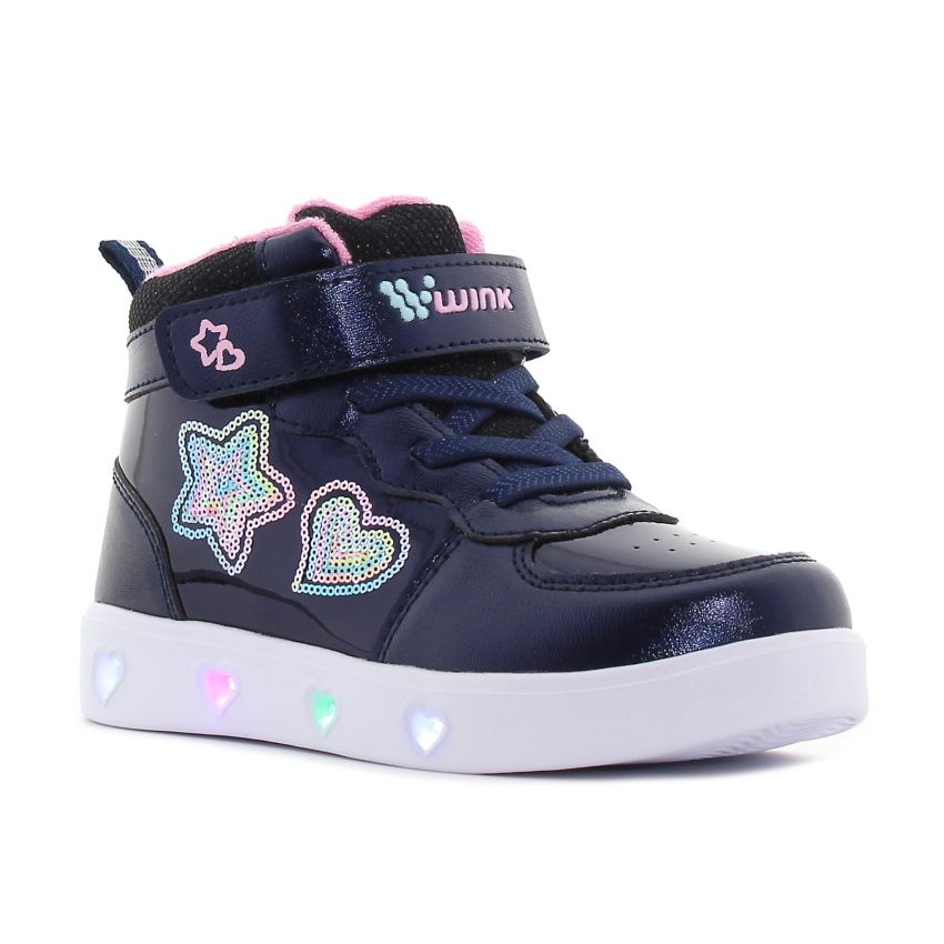 Wink - Rhea Star sötétkék magasszárú villogó gyerek cipő