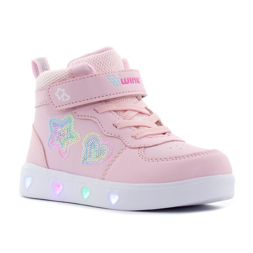 Wink - Rhea Star rózsaszín magasszárú villogó baba cipő