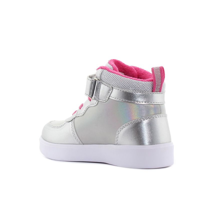 Wink - Rhea Star ezüst magasszárú villogó gyerek cipő