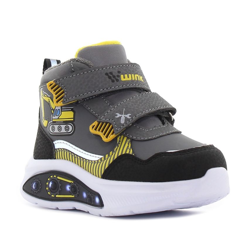 Wink - Ghint szürke magasszárú villogó baba cipő