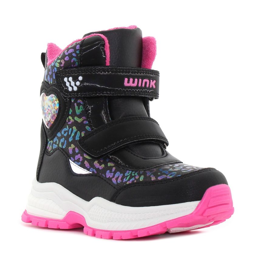 Wink - Ilvad fekete-magenta gyerek csizma
