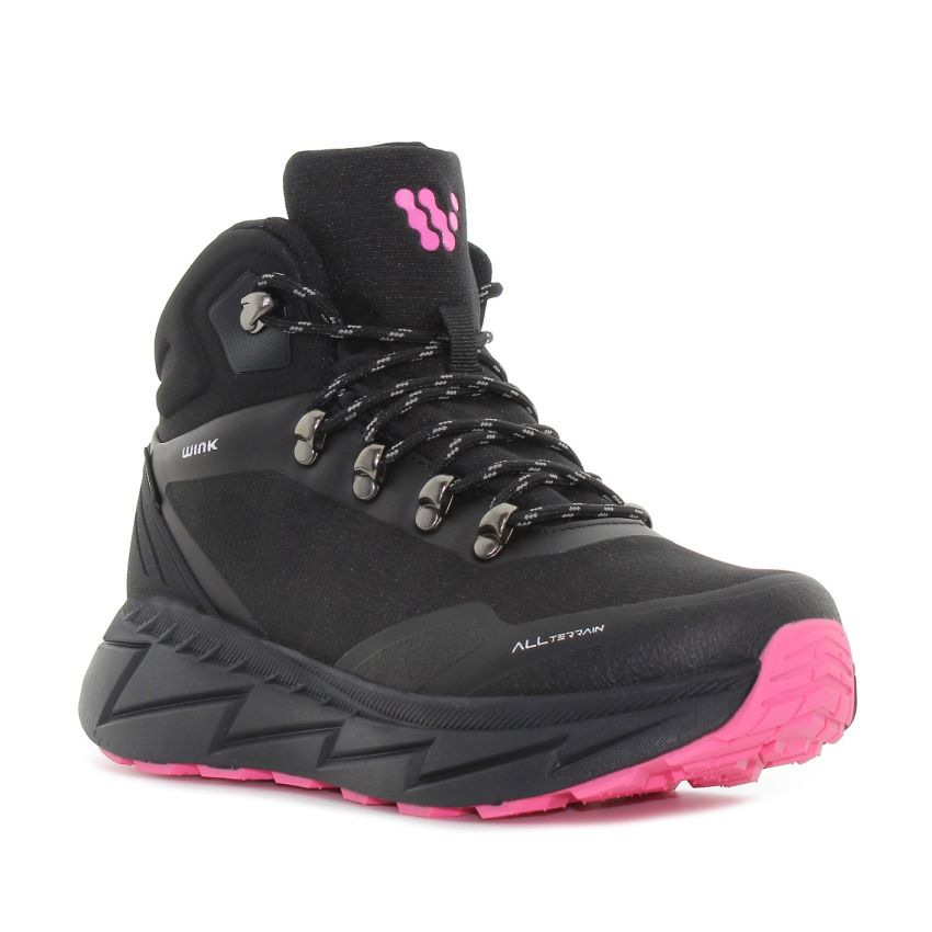 Wink - Vrimm fekete-magenta női vízálló bakancs