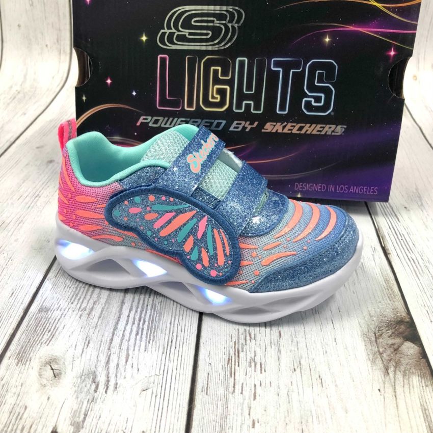 Skechers Twisty Brights - Wingin It villogó kék baba cipő