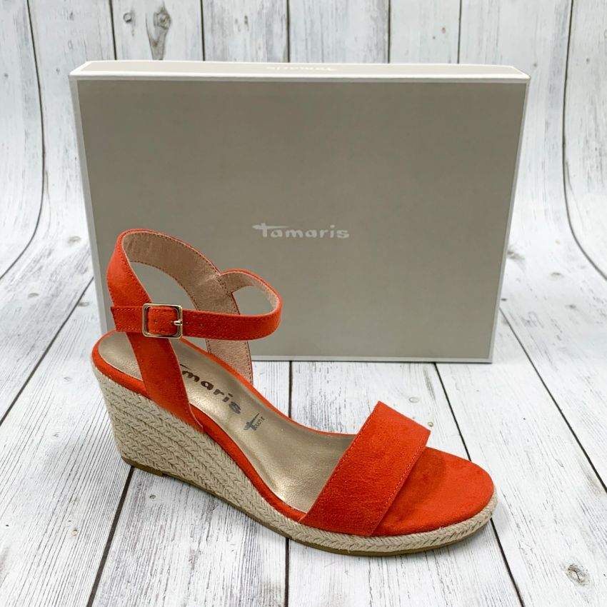 Tamaris piros női éktalpú szandál