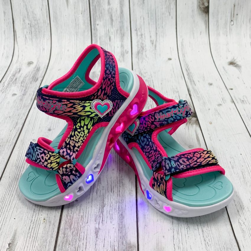 Skechers Flutter Hearts villogó sötétkék gyerek szandál