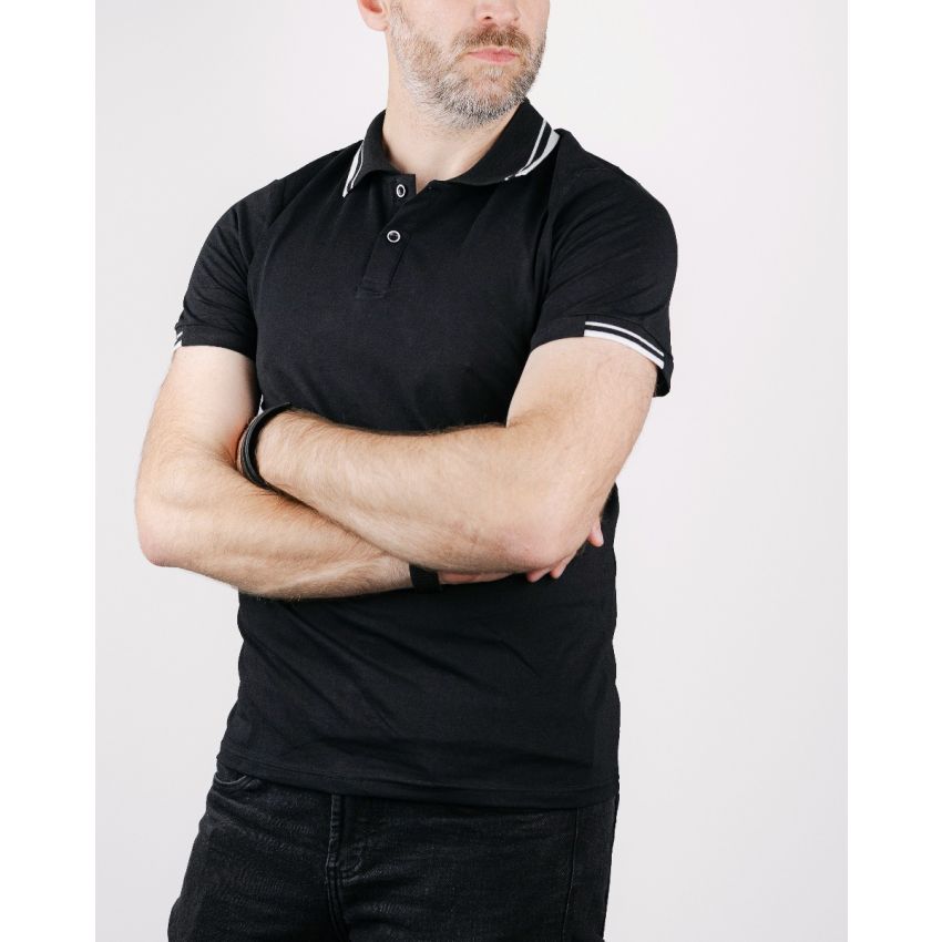 Grace Simple fekete galléros rövid ujjú