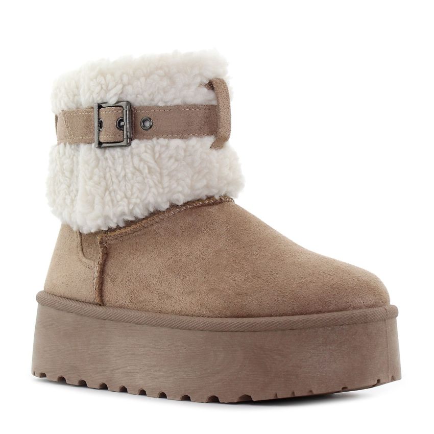 Monogrant - Mia bézs bélelt női bokacsizma