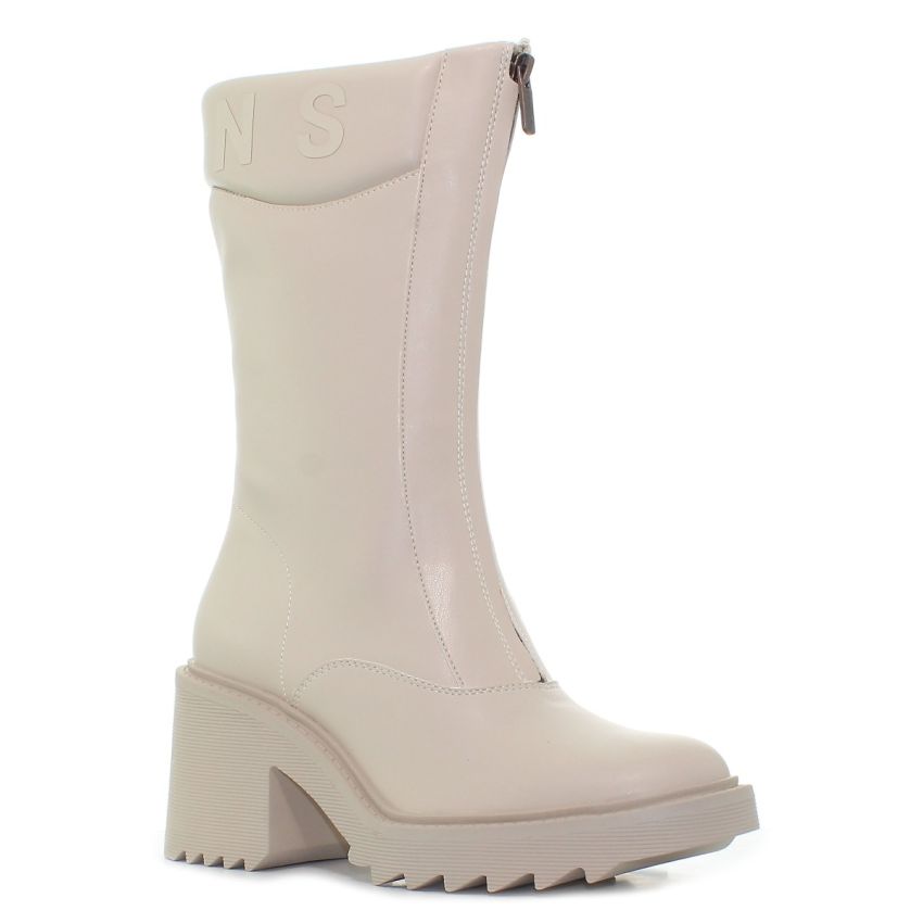 Pepe Jeans Boss Zip bézs női csizma