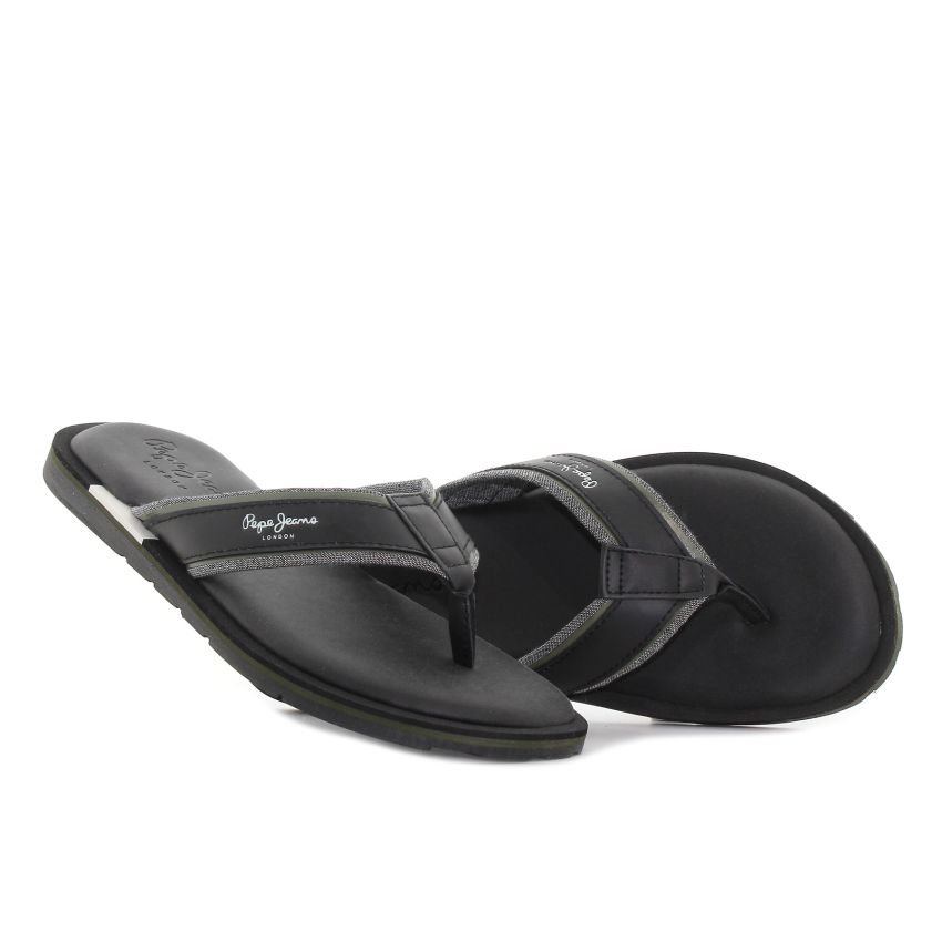 Pepe Jeans - Barrel Brand fekete férfi papucs