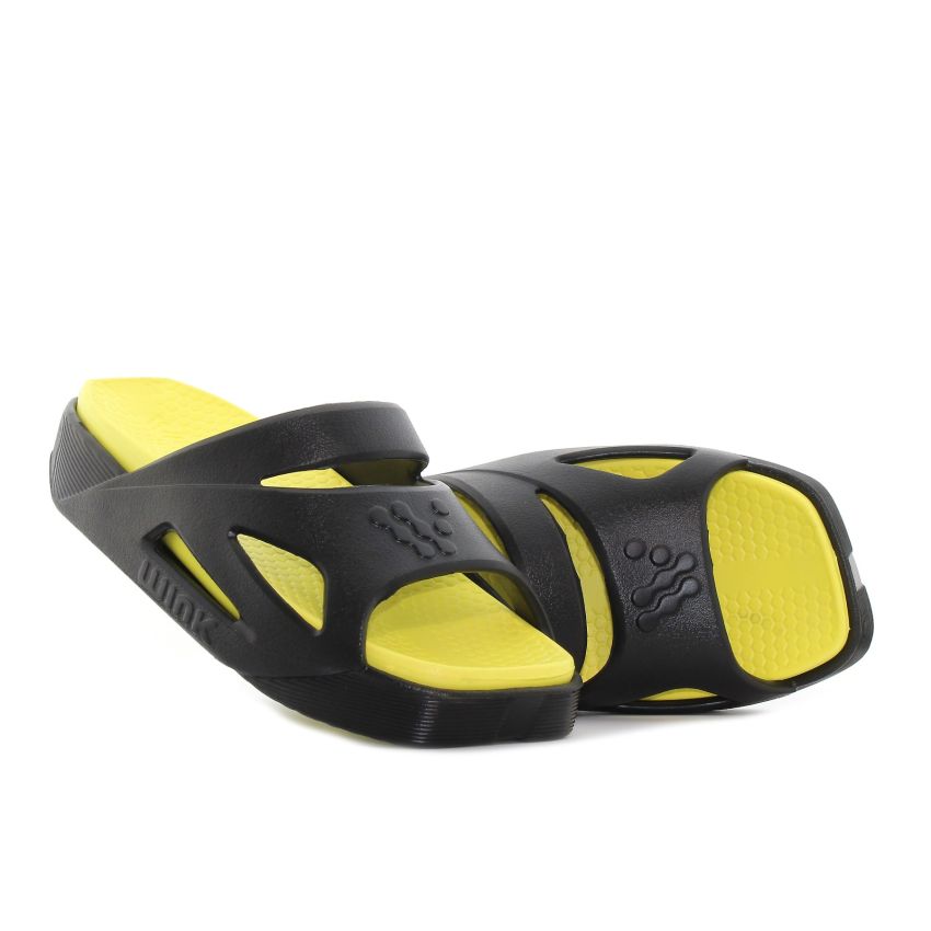 Wink - Calx fekete-sárga női papucs