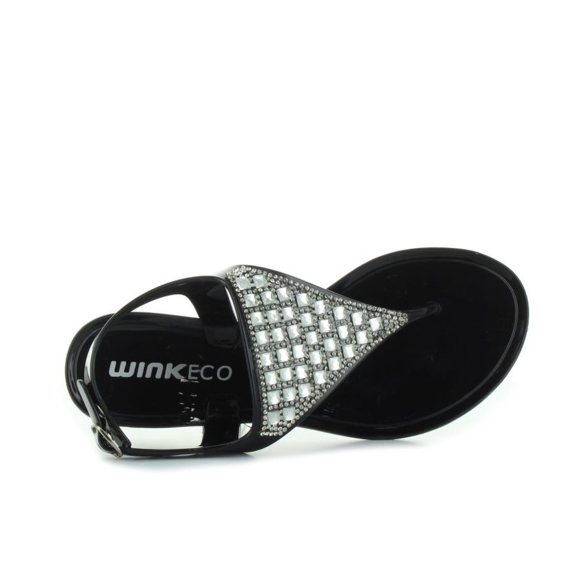 Wink strasszos fekete gyerek szandál