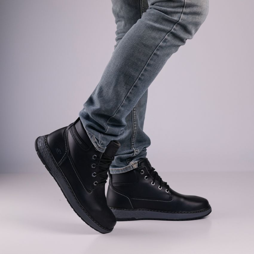 Skechers Garlan - Deno vízlepergető fekete férfi bakancs
