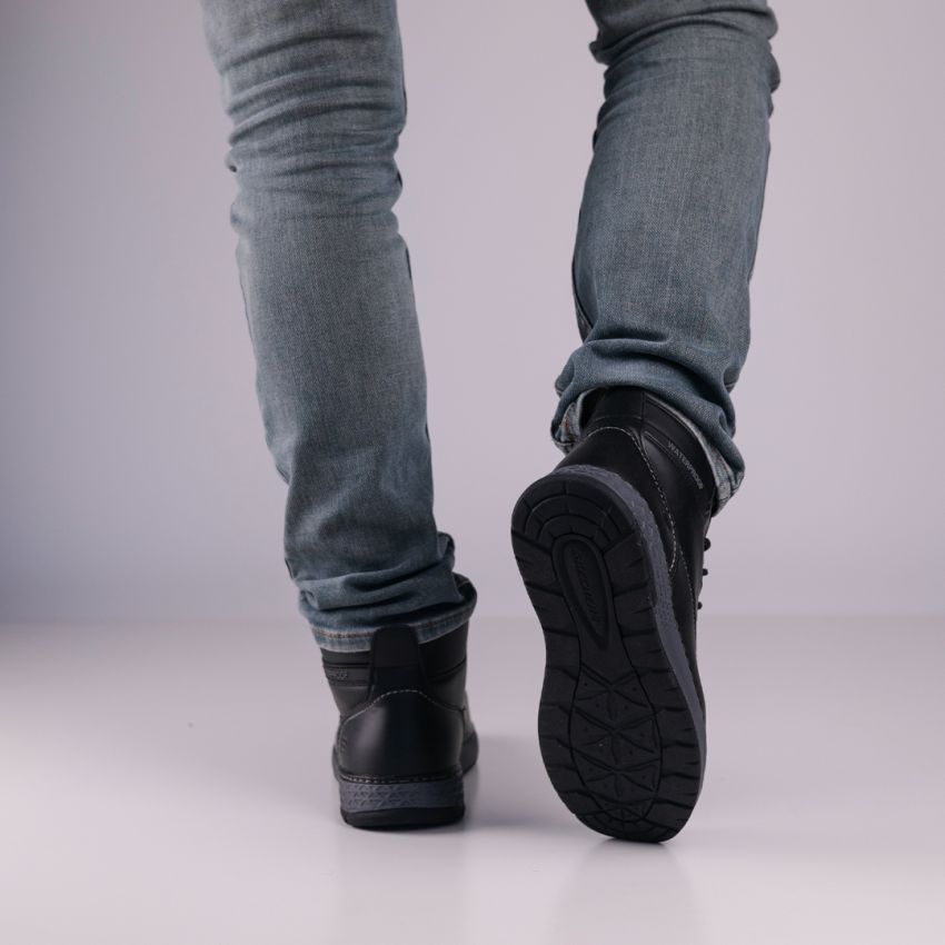 Skechers Garlan - Deno vízlepergető fekete férfi bakancs