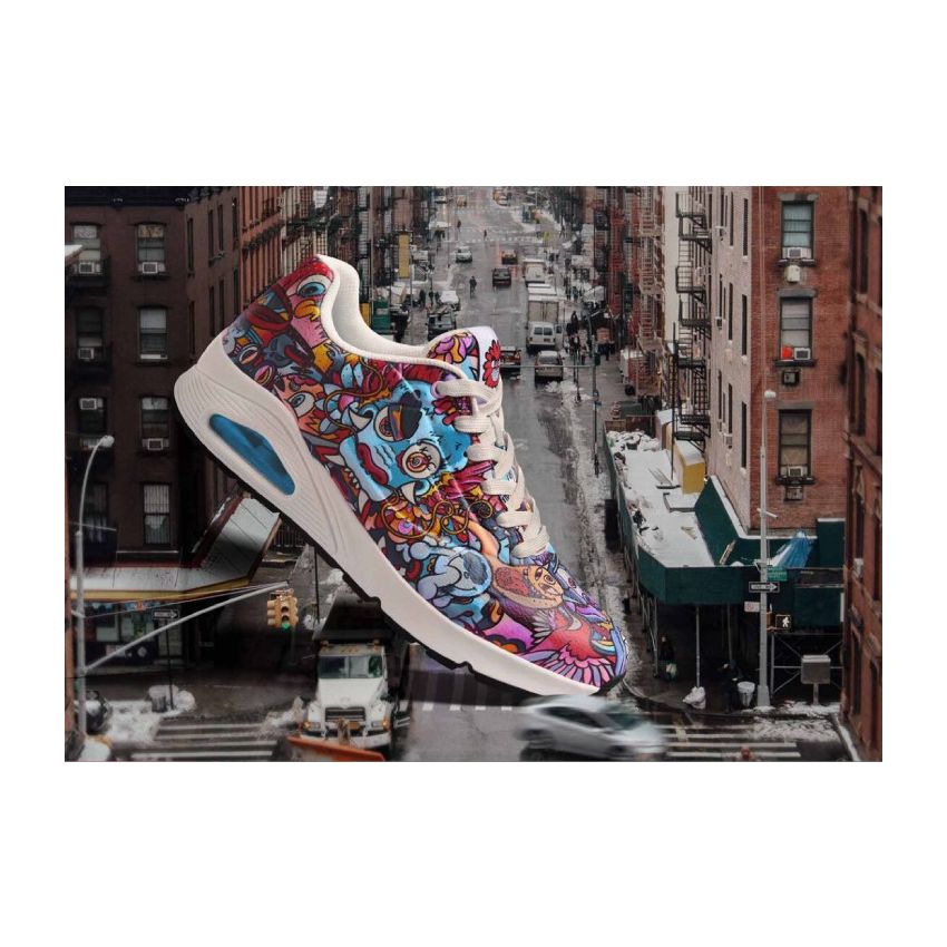 Skechers Uno - Color Doodle mintás női cipő