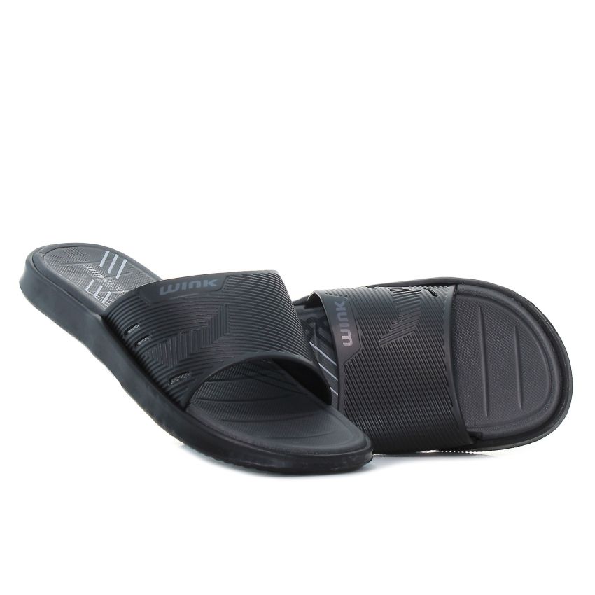 Wink - Pattern fekete női papucs