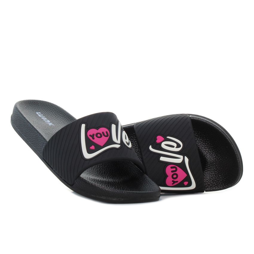 Wink - Love You fekete gyerek papucs