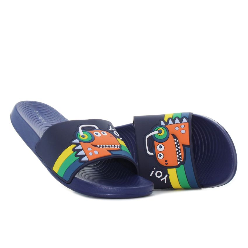 Luofu - Dino sötétkék gyerek papucs