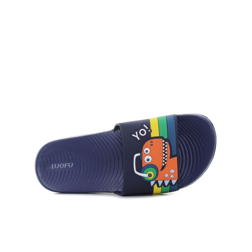 Luofu - Dino sötétkék gyerek papucs