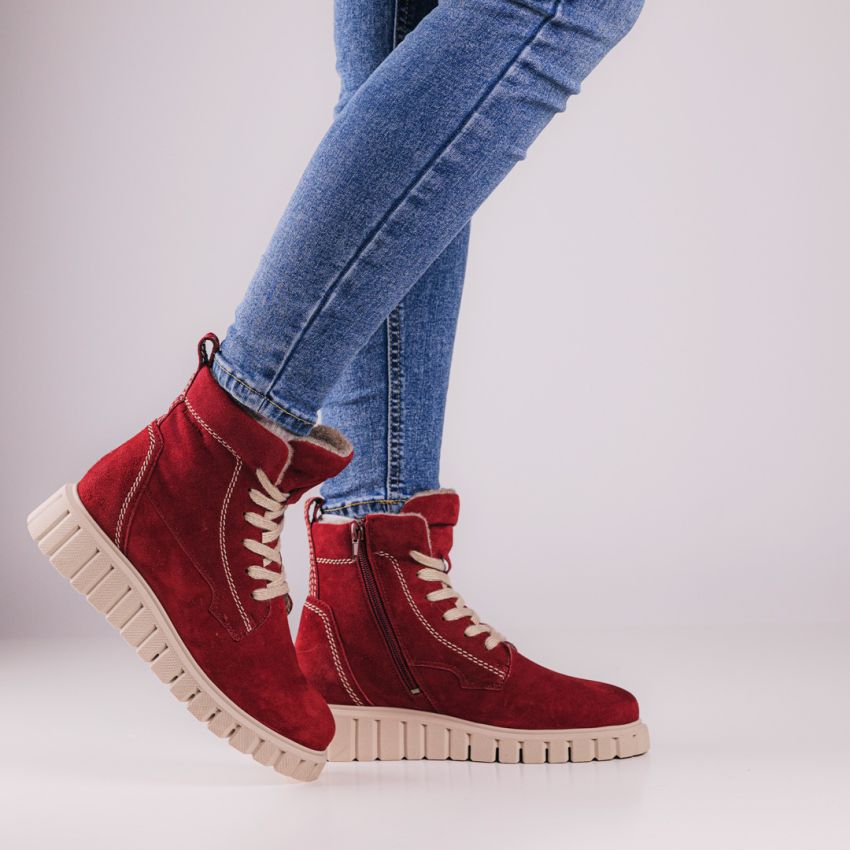 Tamaris bordó női bakancs