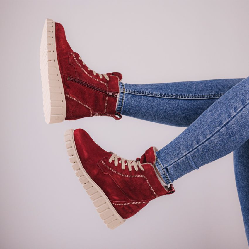 Tamaris bordó női bakancs