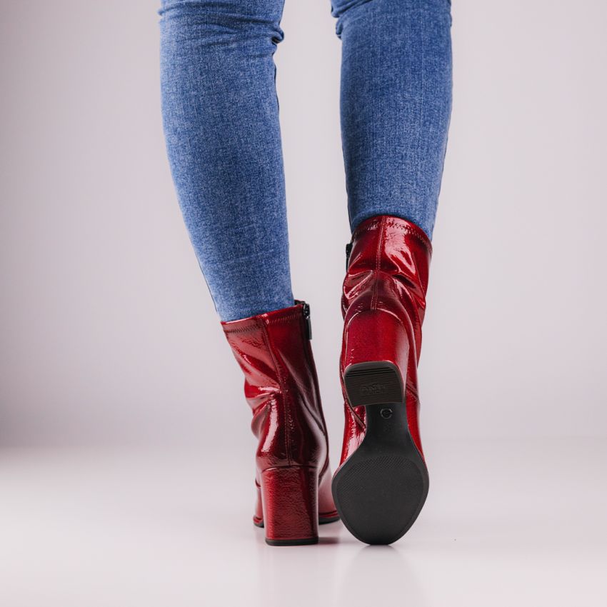 Tamaris bordó női bokacsizma