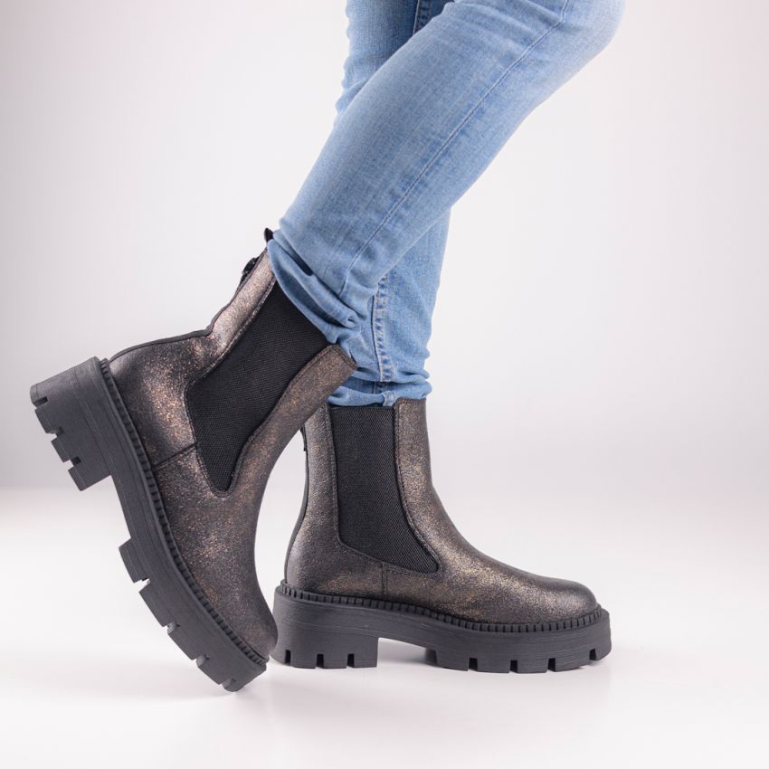 Tamaris csillogó női bokacsizma