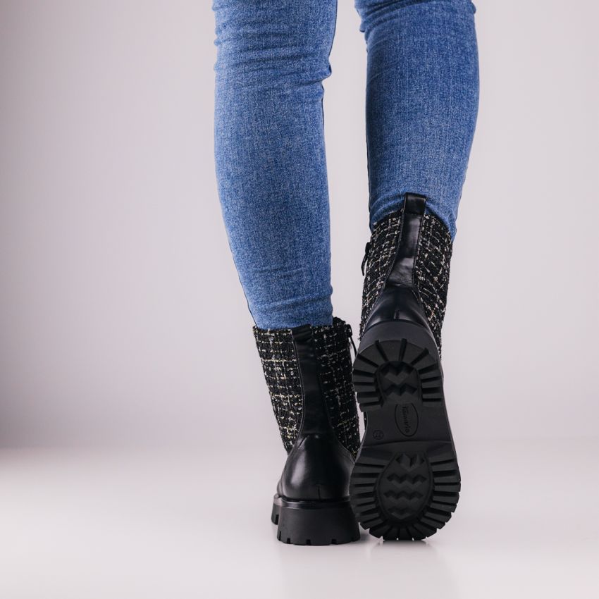 Tamaris fekete női bakancs