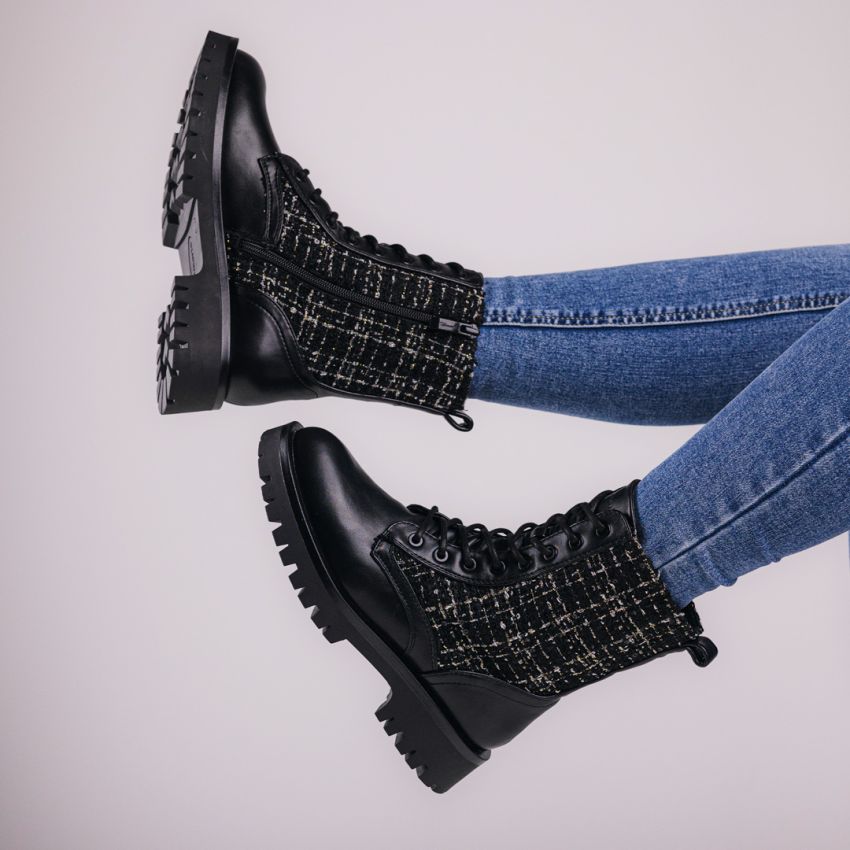 Tamaris fekete női bakancs