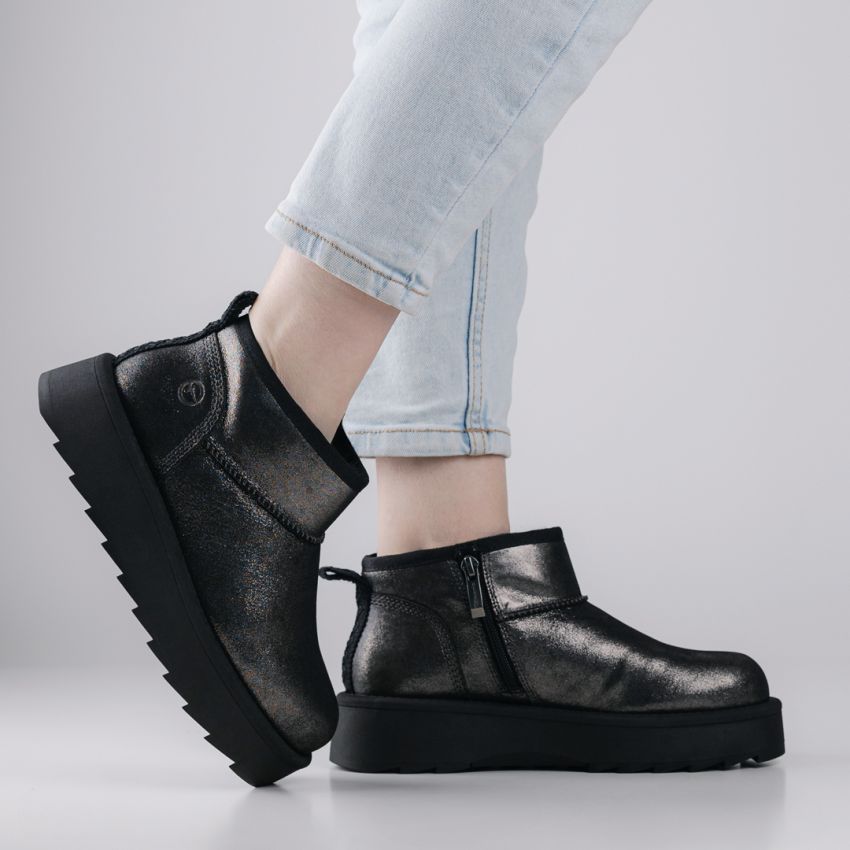 Tamaris fekete női bokacsizma