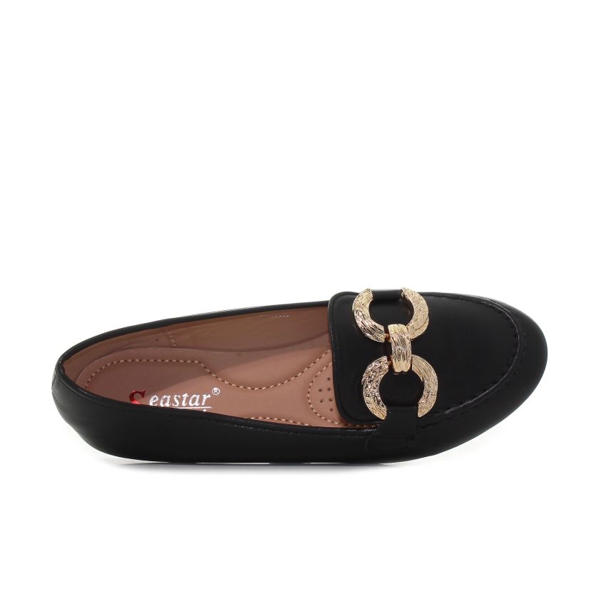 Seastar Lale fekete női bebújós cipő