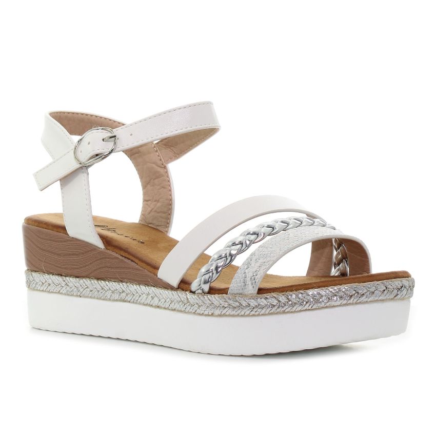 Bosido Aya fehér női éktalpú szandál