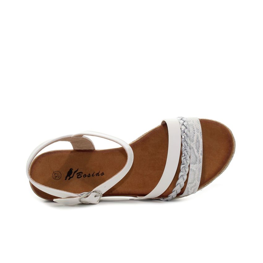 Bosido Aya fehér női éktalpú szandál