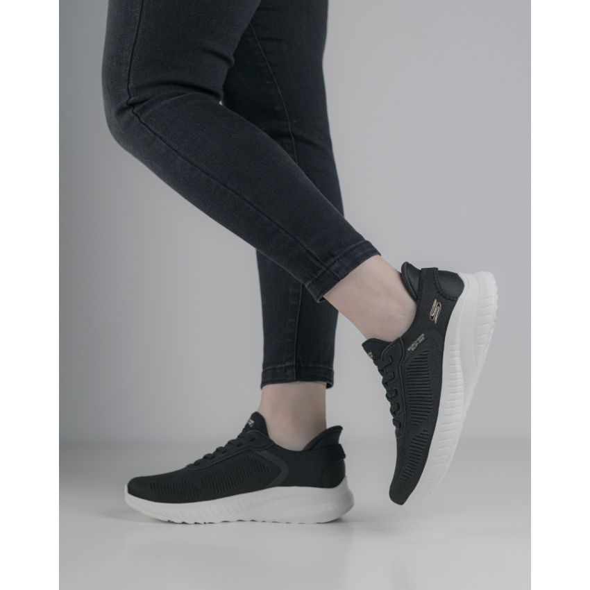 Skechers Slip-Ins - Bobs Sport Squad Chaos - Current Muse fekete női bebújós cipő