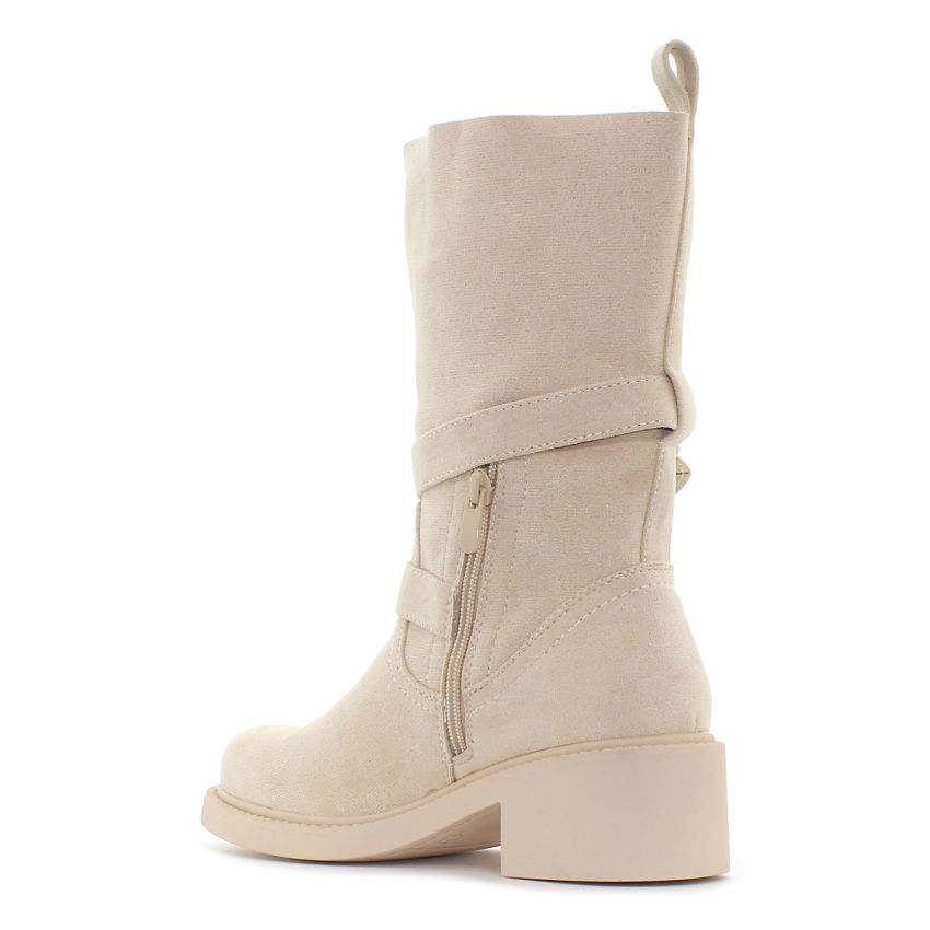 Monogrant - Qvenn bézs női magasszárú csizma