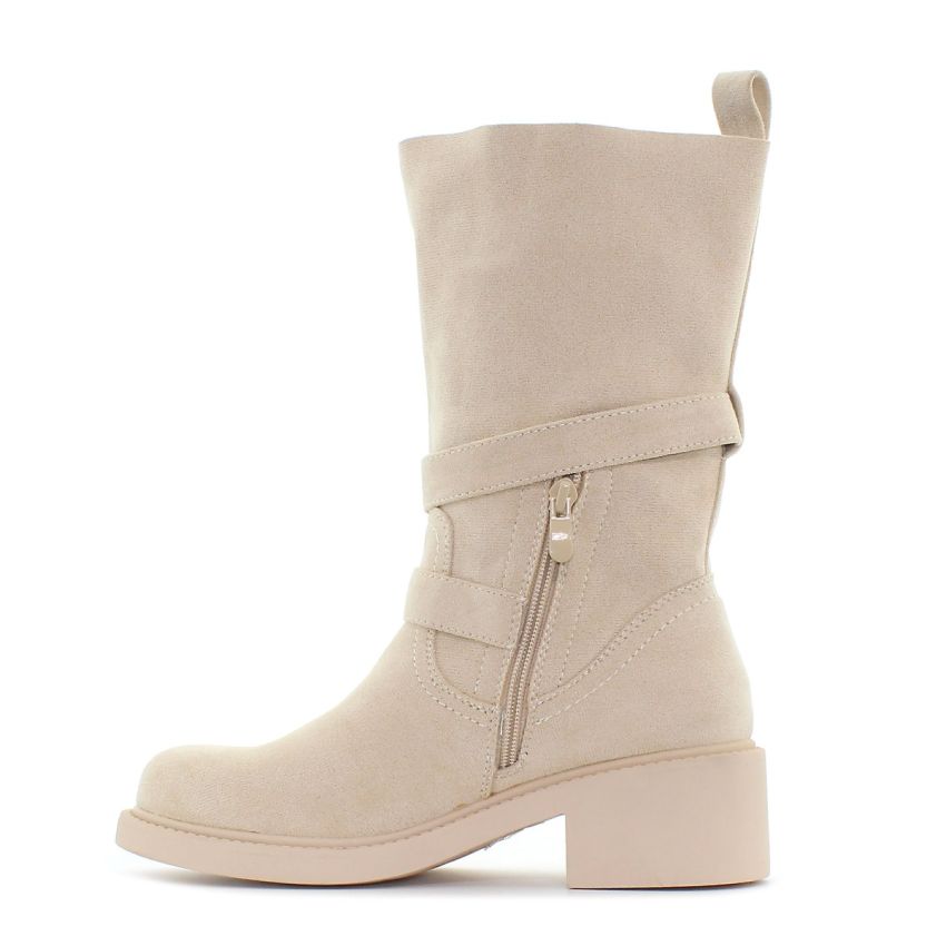 Monogrant - Qvenn bézs női magasszárú csizma